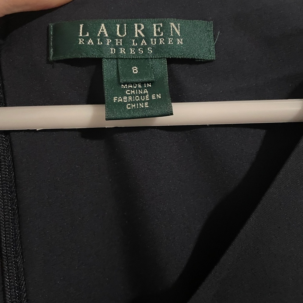 Lauren by Ralph Lauren navy office siren fitted satin body con dress size 8 - Picture 3 of 4
